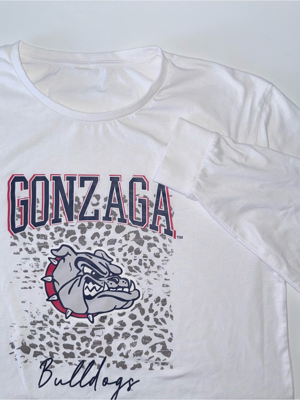 Gonzaga Bulldogs NCAA Long Sleeve Graphic Tee White Men's M College Shirt
